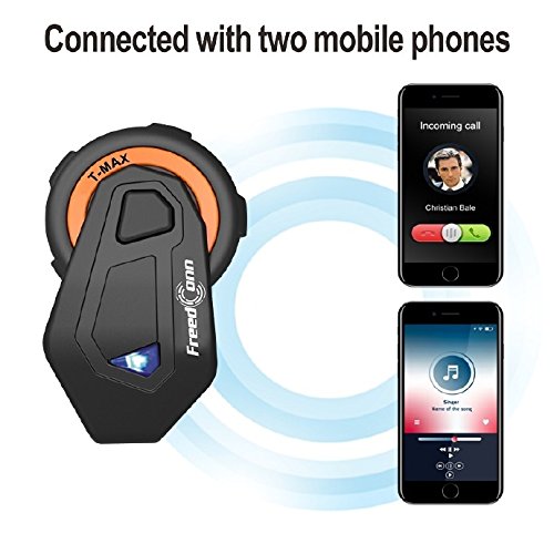 FreedConn Intercom Moto Bluetooth T-MAX Sistema de Conversación de Motocicletas 6 Conductores Intercomunicador Grupo Communicator Auricular 1000 m|FM Radio |Voice Prompt