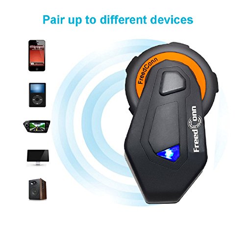 FreedConn Intercom Moto Bluetooth T-MAX Sistema de Conversación de Motocicletas 6 Conductores Intercomunicador Grupo Communicator Auricular 1000 m|FM Radio |Voice Prompt