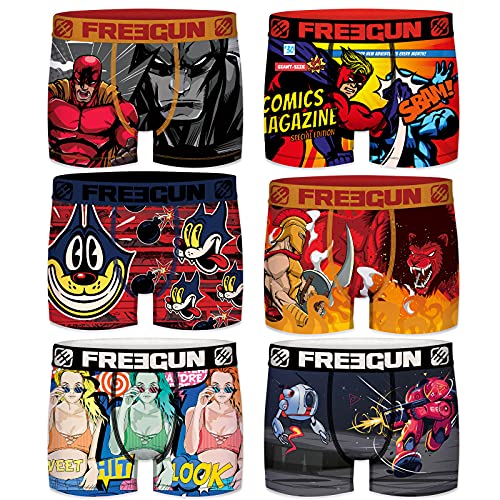 FREEGUN Pack de 6 Boxers de microfibra para hombre, Pack Animales 01, M