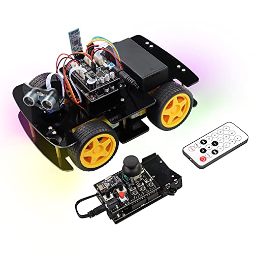 Freenove 4WD Car Kit with RF Remote (Compatible with Arduino IDE), Line Tracking, Obstacle Avoidance, Ultrasonic Sensor, Bluetooth IR Wireless Remote Control Servo