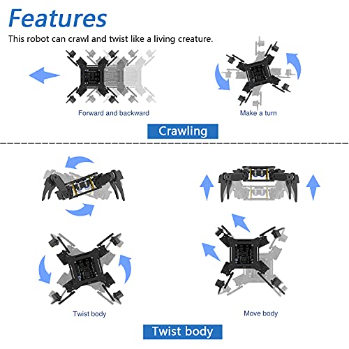 Freenove Quadruped Robot Kit with Remote (Compatible with Arduino IDE), App Remote Control, Walking Crawling Twisting Servo Stem Project