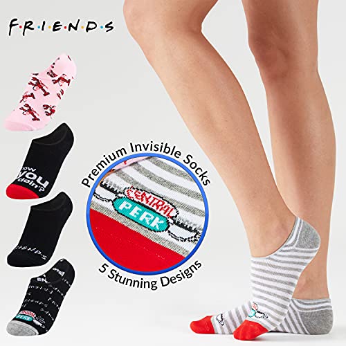 FRIENDS Calcetines Mujer Tobilleros, Pack de 5 Pares de Calcetines Invisibles Mujer