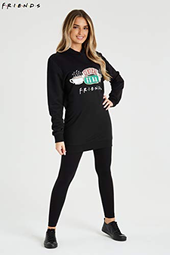 Friends Sudaderas Mujer, Sudaderas Anchas con Capucha, Vestido Sudadera Mujer, Regalos para Mujer y Adolescente Talla S-XL (Negro, M)
