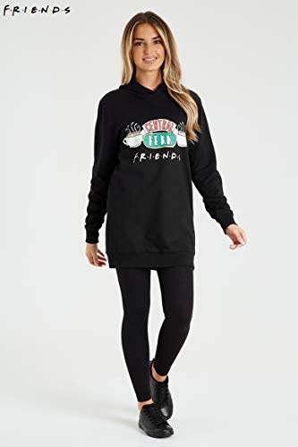 Friends Sudaderas Mujer, Sudaderas Anchas con Capucha, Vestido Sudadera Mujer, Regalos para Mujer y Adolescente Talla S-XL (Negro, M)