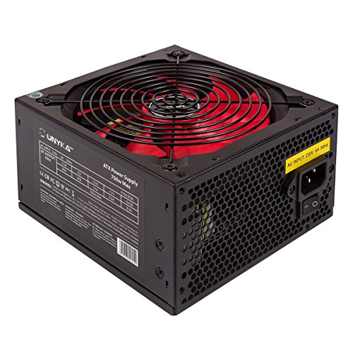 Fuente Alimentación 700W Unyka PFC-Pasivo 5Sata 14cm ATX, Negro/Rojo