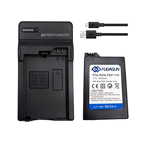 FUGASUN 1 Piezas 1800 mAH batería PSP-110 batería PSP 110 con Cargador de batería para Playstation PSP1000 1000G1 1004 1006
