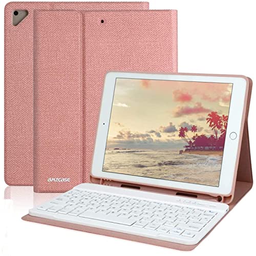 Funda con Teclado iPad 9.7 2018, Funda iPad con Ranura para Lápiz y Teclado Desmontable Magnética Bluetooth Español(Incluye Ñ),Cubierta con iPad 2018/iPad 2017/iPad Pro 9.7/iPad Air 2/1 (Champán)