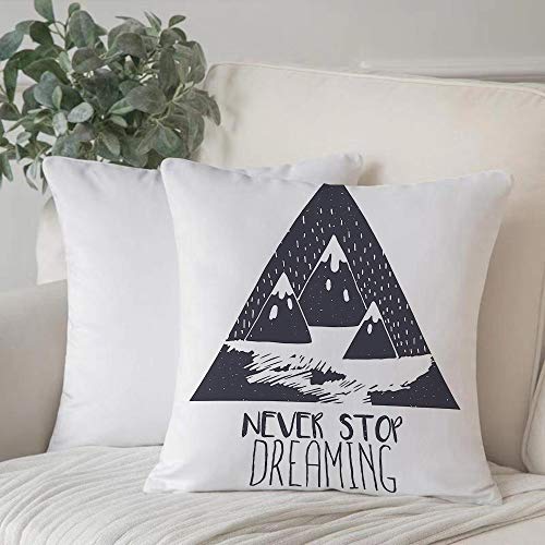 Funda De Cojine Funda de Almohada,Cotizaciones, Grungy Vintage Motivational Snowy Mountain Tops Ilustración con Ice Blizzard,Fundas de Cojín con Cremallera - Fundas de Almohada para Sofá y Cama45x45cm