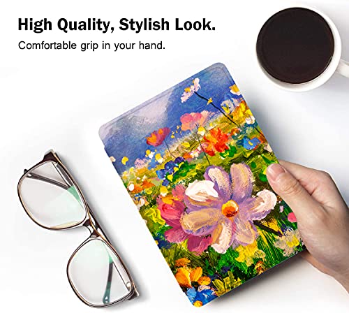 Funda Kindle Paperwhite 2012/2013/2015 Cuero Flip Silicona Carcasa Gato Flores Abstracto Pintura al óleo Patrón Estuche Auto Despertar o Dormir PU Magnética Caja para Paperwhite 1 2 3 (8)