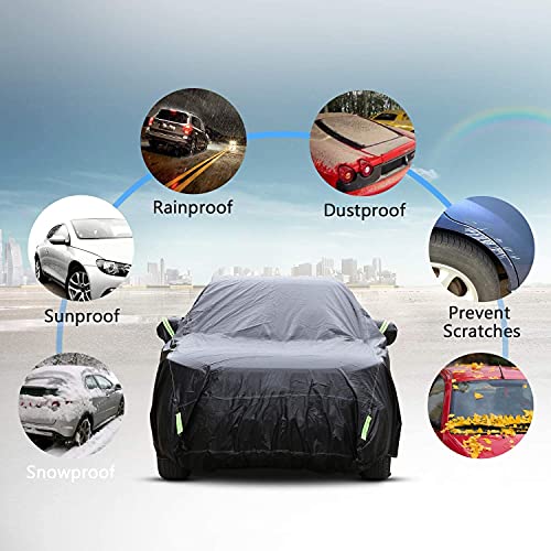 Funda para Coche Exterior Impermeable Lona para Coche Cubierta Coche Exterior contra Sol Nieve Polvo Viento Tamaño Universal (4.85 * 1.9 * 1.85m/ SUV /210T Negro)