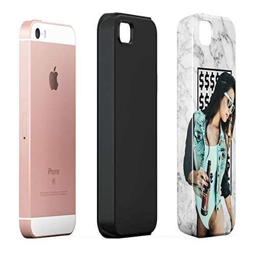 Funda Para iPhone 5 & 5s & SE Sexy Model Girl Babe Marble Tumblr Swag Hipster Dope Trill, Resistente a los Golpes, Carcasa Dura de PC de 2 Capas + Funda Protectora de Diseño Híbrido de TPU