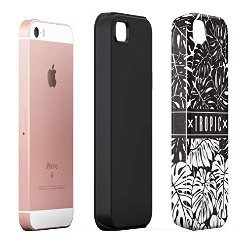 Funda Para iPhone 5 & 5s & SE Tropic Carribean Climate Tropical Jungle Leaves Pattern, Resistente a los Golpes, Carcasa Dura de PC de 2 Capas + Funda Protectora de Diseño Híbrido de TPU