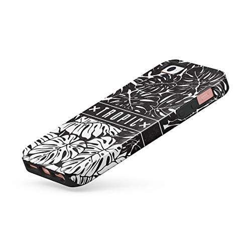 Funda Para iPhone 5 & 5s & SE Tropic Carribean Climate Tropical Jungle Leaves Pattern, Resistente a los Golpes, Carcasa Dura de PC de 2 Capas + Funda Protectora de Diseño Híbrido de TPU