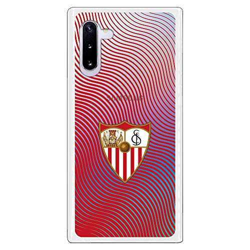 Funda para Samsung Galaxy Note 10 Oficial del Sevilla FC Ondas Rojas Transparente para Proteger tu móvil. Carcasa para Samsung de Silicona Flexible con Licencia Oficial de Sevilla FC.
