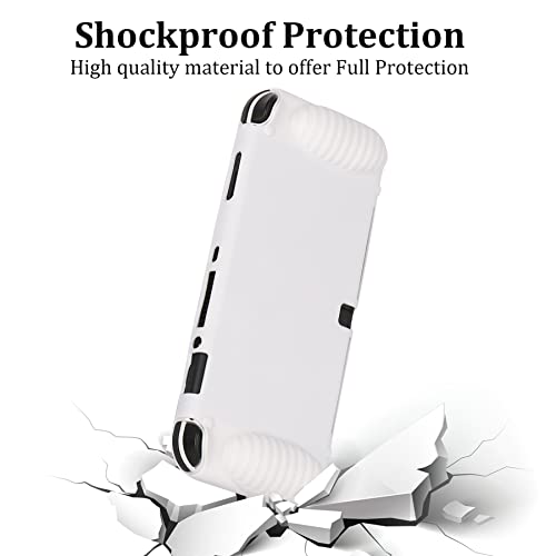 Funda Protectora de Silicona para Nintendo Switch OLED Modelo（2021）. Funda Protectora con Diseño de Absorción de Golpes y Antiarañazos (Blanco)