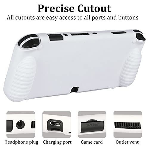 Funda Protectora de Silicona para Nintendo Switch OLED Modelo（2021）. Funda Protectora con Diseño de Absorción de Golpes y Antiarañazos (Blanco)