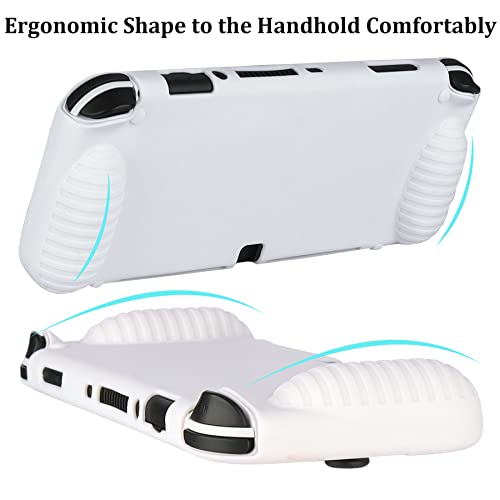 Funda Protectora de Silicona para Nintendo Switch OLED Modelo（2021）. Funda Protectora con Diseño de Absorción de Golpes y Antiarañazos (Blanco)