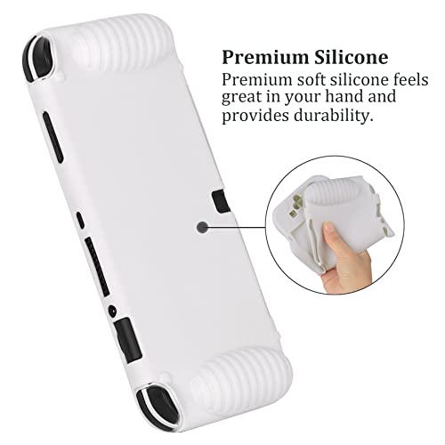 Funda Protectora de Silicona para Nintendo Switch OLED Modelo（2021）. Funda Protectora con Diseño de Absorción de Golpes y Antiarañazos (Blanco)