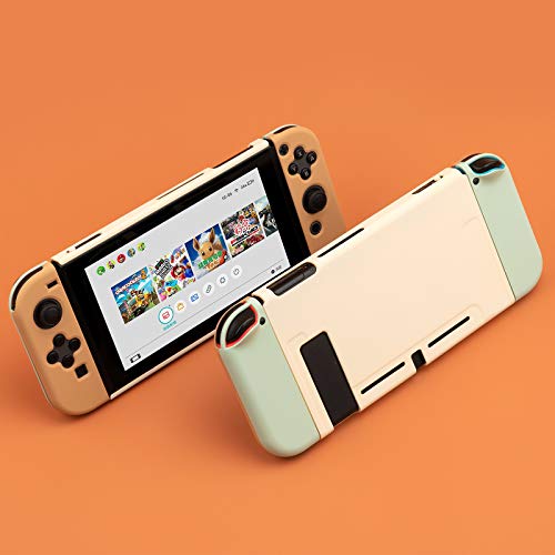 Funda Protectora GeekShare Funda Delgada para Nintendo Switch y Joy con - Absorción de Golpes y antiarañazos (marrón Verde)