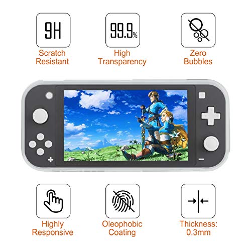 Funda Protectora para Nintendo Switch Lite, REDTRON Funda cómoda de TPU de Cristal con Protector de Pantalla de Vidrio Templado y Tapas de Agarre para la Consola Nintendo Switch Lite 2019