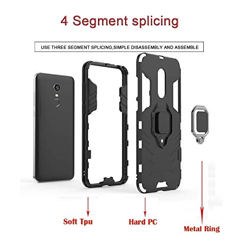 Funda Xiaomi Redmi 5 Plus Carcasa, Borde de Silicona Negro Duro PC Case Anti-Arañazos, Anti-Golpes, con Anillo Grip Kickstand para Xiaomi Redmi 5 Plus (Xiaomi Redmi 5 Plus, Rojo)