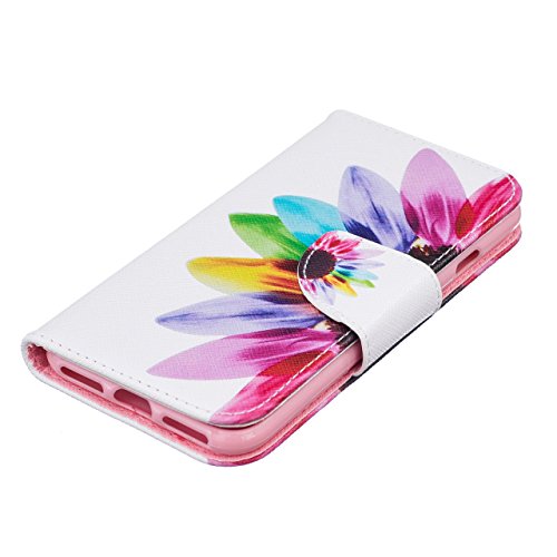 Fundas Iphone 6 Plus Tapa de Falsa Piel Girasol, Fundas Iphone 6S Plus Libro Iman con Tarjetero, Funda Impreso para Iphone 6 Plus / Iphone 6S Plus Antigolpes Mujer