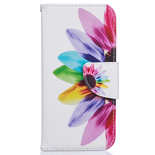 Fundas Iphone 6 Plus Tapa de Falsa Piel Girasol, Fundas Iphone 6S Plus Libro Iman con Tarjetero, Funda Impreso para Iphone 6 Plus / Iphone 6S Plus Antigolpes Mujer