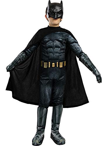 Funidelia | Disfraz de Batman Deluxe - La Liga de la Justicia Oficial para niño Talla 7-9 años ▶ Caballero Oscuro, Superhéroes, DC Comics, Hombre Murciélago - Color: Negro - Licencia: 100% Oficial