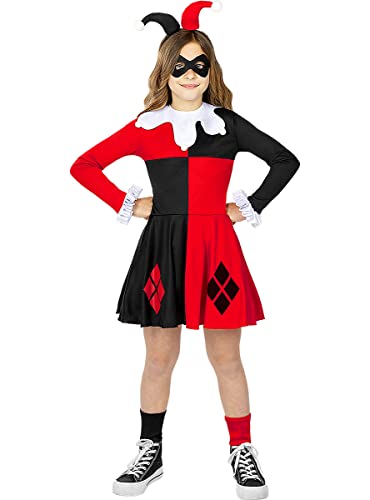 Funidelia | Disfraz de Harley Quinn para niña ▶ Superhéroes, DC Comics, Suicide Squad - Disfraz para niños y divertidos accesorios para Fiestas, Carnaval y Halloween - Talla 10-12 años - Rojo