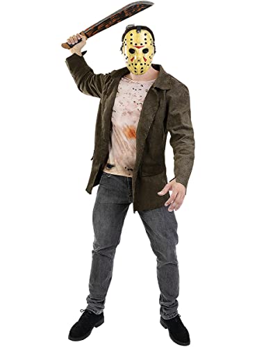Funidelia | Disfraz de Jason Viernes 13 Oficial para Hombre Talla M ▶ Friday The 13th, Películas de Miedo, Terror - Color: Marrón - Licencia: 100% Oficial