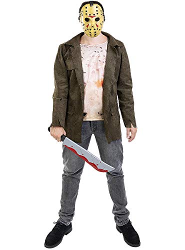 Funidelia | Disfraz de Jason Viernes 13 Oficial para Hombre Talla M ▶ Friday The 13th, Películas de Miedo, Terror - Color: Marrón - Licencia: 100% Oficial