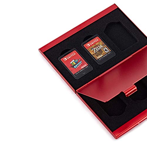 Funlab Premium Funda para Almacenamiento de Juegos para Nintendo Switch,Portátil y Delgado,Estuche Caja de Tarjeta de Juego adecuada para 6 juegos - Rojo