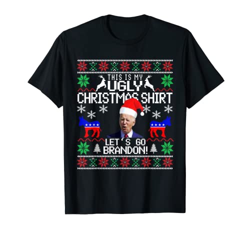 Funny Let's Go Brandon feo suéter de Navidad Anti Biden Camiseta