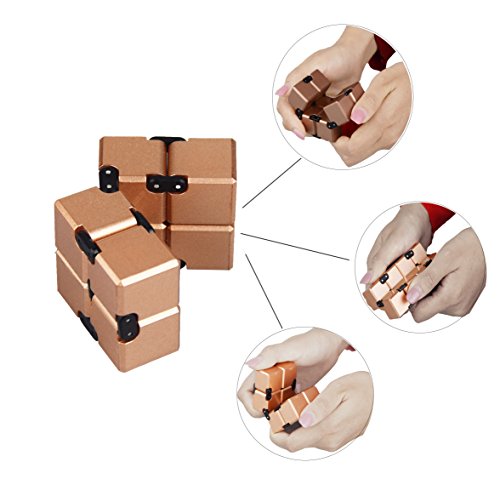 Funxim Infinity Cube Toy para Adultos y niños, versión Nueva Fidget Finger Toy Stress y Ansiedad, Killing Time Fidget Toys Infinite Cube para Office Staff (Oro)