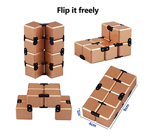 Funxim Infinity Cube Toy para Adultos y niños, versión Nueva Fidget Finger Toy Stress y Ansiedad, Killing Time Fidget Toys Infinite Cube para Office Staff (Oro)
