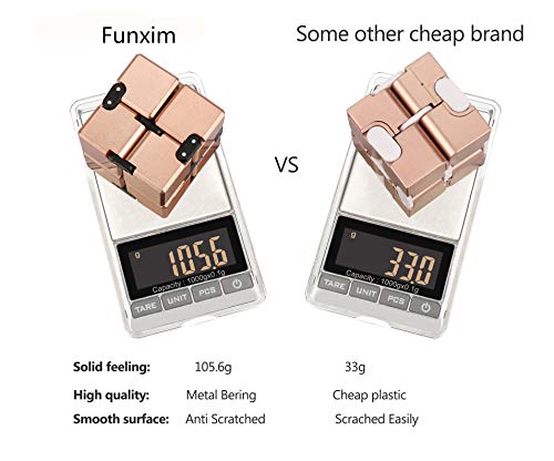 Funxim Infinity Cube Toy para Adultos y niños, versión Nueva Fidget Finger Toy Stress y Ansiedad, Killing Time Fidget Toys Infinite Cube para Office Staff (Oro)