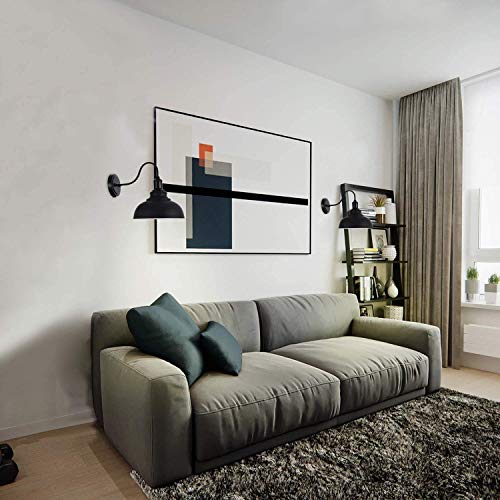 FXBFAG Aplique de Pared Negro, iluminación de Cuello de Cisne, lámpara de Pared de Granero, lámpara de Pared Industrial Vintage, lámpara de Pared, luz de Porche para Pasillo Interior de Loft, 1 paq