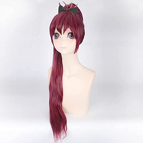 FYBHD Peluca de Cosplay Puella Magi Sakura Kyouko Wine Red 80cm Straight Ponytail ¡Gratis! Iwatobi Swim Club Gou Matsuoka Cosplay Wig + Peluca Free Wig para la Fiesta