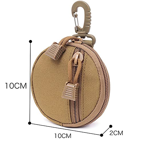 FZSECRIU Tactical Coin Purse,Military EDC Pouches with Hook Tactical Pouch Accessories Case,Portable Key Coin Purse,Oxford Coin Wallet Pouch for Coin Wireless Headset Keychain,Case Wallet Key Brown