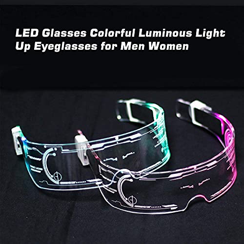 Gafas de Visera Solar LED Cyberpunk, 256 Combinaciones de Flash, Gafas LED Luminosas,2 Packs