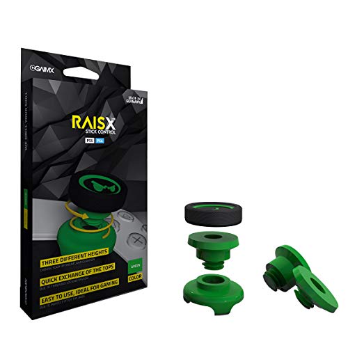 GAIMX RAISX CORE PS5 PS4 Stick Control Aim/Ayuda de objetivo, optimizador de Aim, PlayStation 4 y 5 accesorios, extensión de palillos en tres alturas diferentes (verde)
