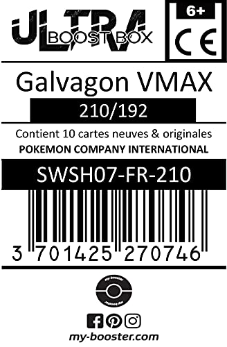 Galvagon VMAX (Dracozolt VMAX) 210/192 Arcoíris Secreta - Ultraboost X Epée et Bouclier 7 Évolution Céleste - Box de 10 Cartas Pokémon Francés