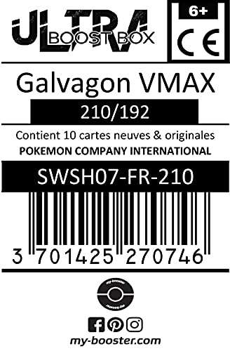 Galvagon VMAX (Dracozolt VMAX) 210/192 Arcoíris Secreta - Ultraboost X Epée et Bouclier 7 Évolution Céleste - Box de 10 Cartas Pokémon Francés