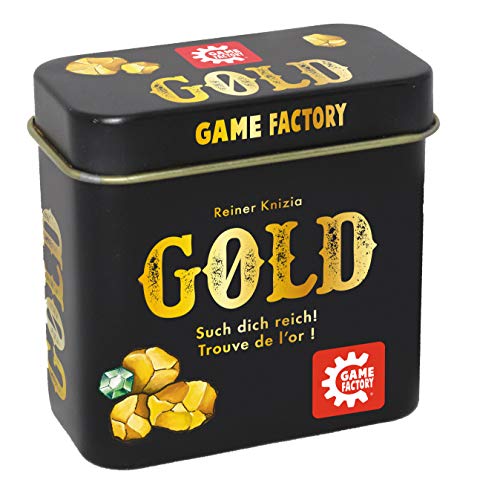 Game Factory 646252 Gold Minijuego de Cartas en práctica Caja de Metal, Ideal como Juego de Viaje o Regalo, para 2 a 5 Jugadores