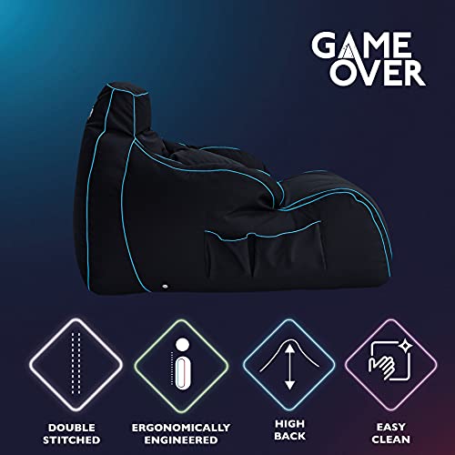 Game Over Silla para Reposar Puff Pera para Video Juegos | Sala Interior | Bolsillos Laterales para Controles | Soporte para Auriculares | Diseño Ergonómico (Lich Blade)