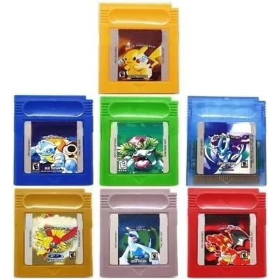 Gameboy Color Pokemon Crystal Rojo Amarillo Azul Verde Oro Plata GBC Reproducción Tarjetas de juego (los 7 tipos)