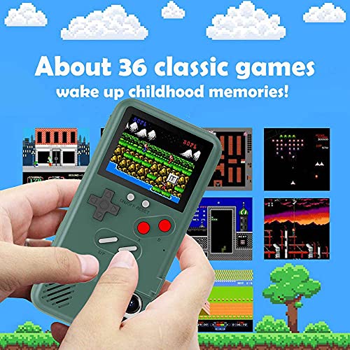 Gameboy - Funda para iPhone, Lifattitude Retro 3D para consola de juegos con 36 juegos clásicos, pantalla a color, a prueba de golpes, videojuego para iPhone (negro, para iPhone XR)