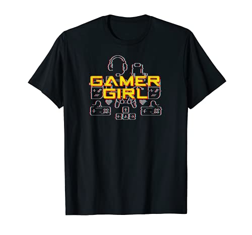 Gamer Girl Videojuego Glitch Tee Camiseta