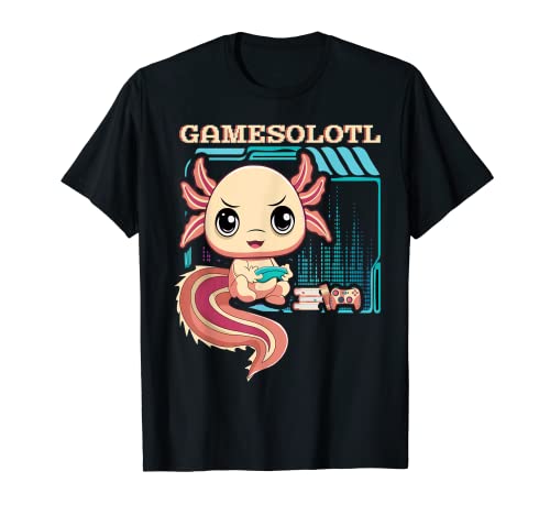 Gamer Juego Juego Axolotl Fish Anfibio Kawaii Axolotl Camiseta