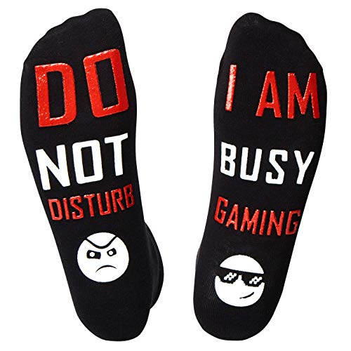 GAMER - Regalos para los jugadores con estilo No molestar estoy juego calcetines I único Stocking Stuffer regalos I novedad calcetines de juego, Red Dnd, talla única